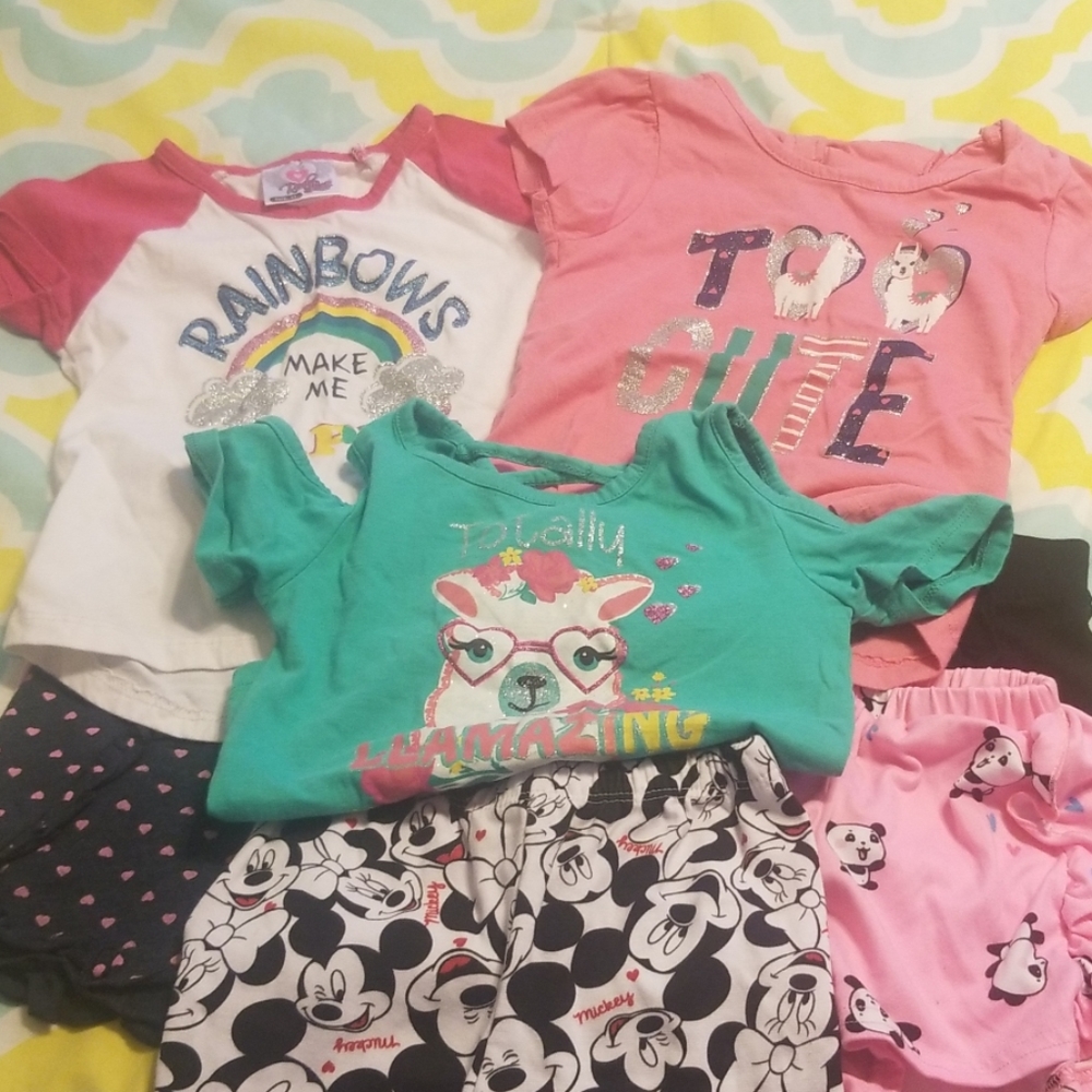 Three short sleeve tees, 5 shorts